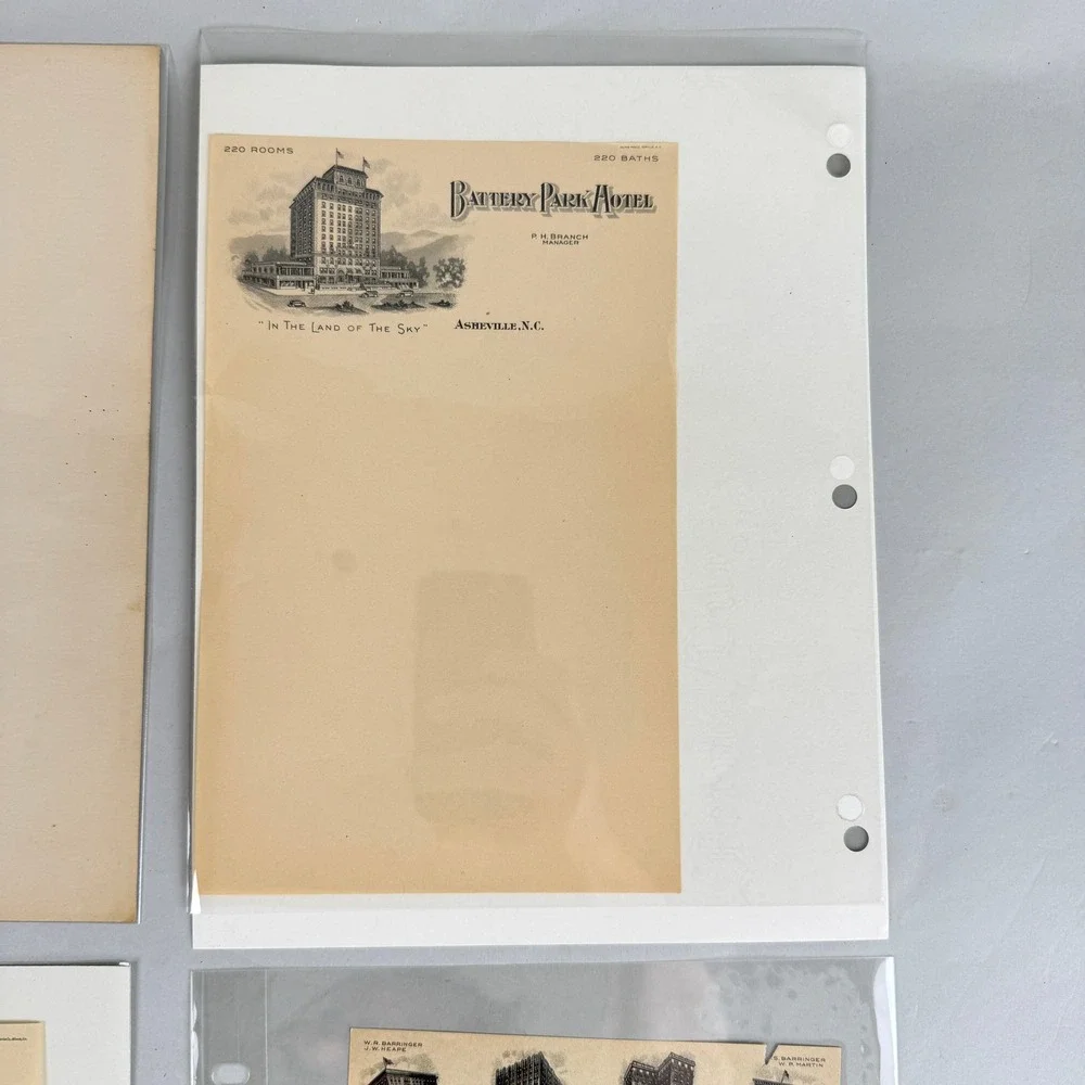 Antique Southern Hotel Letterhead Barringer Imperial Battery Park Francis c1919